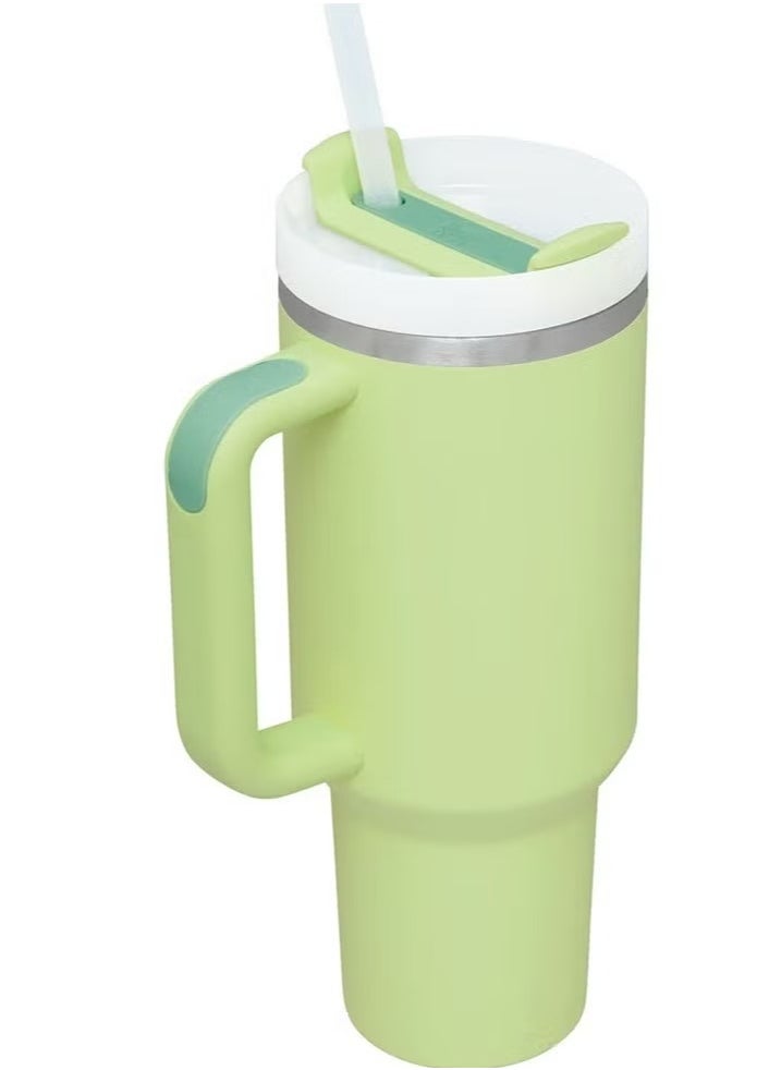 Stanley - Quencher H2.0 FlowState 40 oz Stainless Steel Vacuum Insulated Tumbler with Lid & Straw – Light Green Travel Mug for Water, Coffee, Iced Tea, Smoothies, and More – Keeps Drinks Hot/Cold for Hours, Durable & Leakproof - Image 1