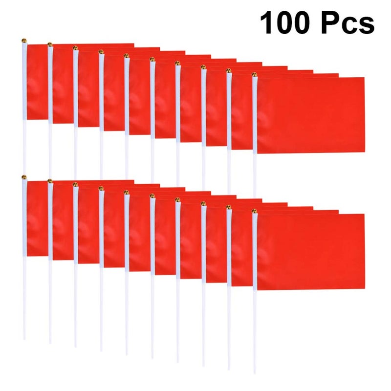 100 Pcs Red Mini Solid Color Handheld Flags For Party Decorations Events Parades - Image 3