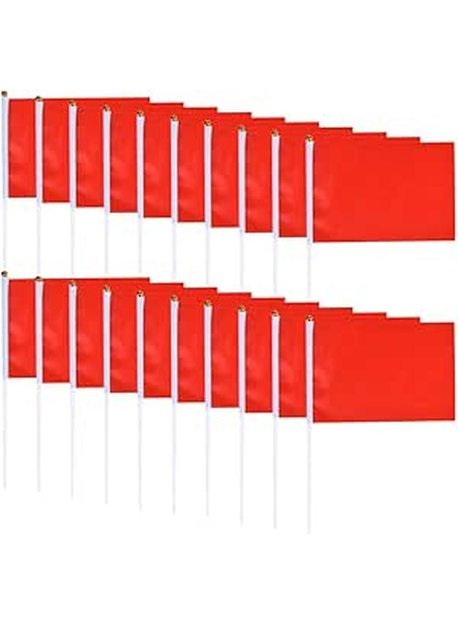 100 Pcs Red Mini Solid Color Handheld Flags For Party Decorations Events Parades - Image 1