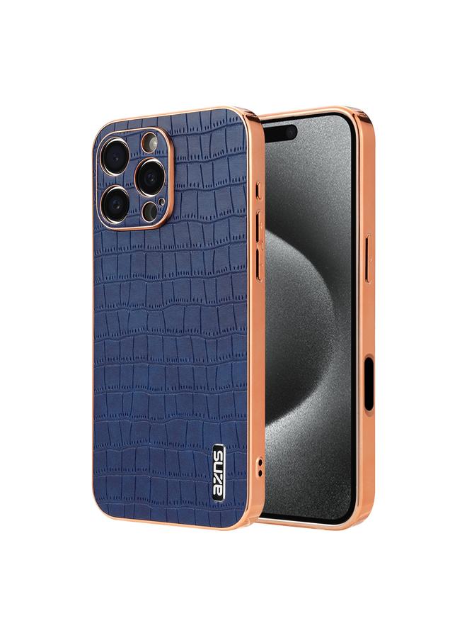 The Bros Case For iPhone 16 Pro Electroplated Frame Crocodile Texture Full Coverage Phone Case