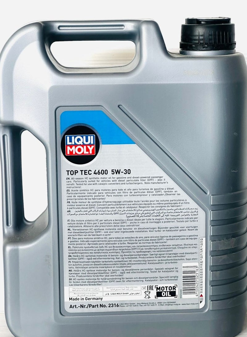 ليكوي مولي زيت محرك توب تيك 4600 5W30 سعة 5 لتر - Image 2