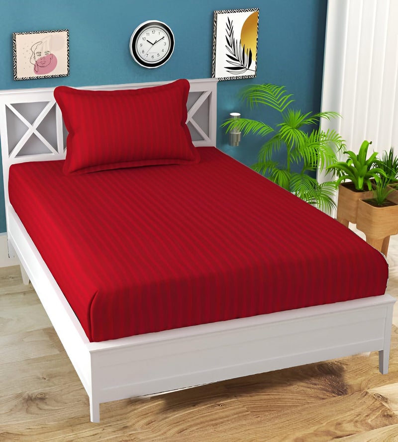 STARNSTYLE 220 Cotton Feel 1 Single Bedsheet with 1 Pillow Cover (90X60 Inch) Maroon - Image 4