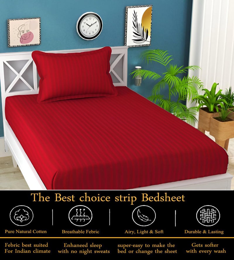 STARNSTYLE 220 Cotton Feel 1 Single Bedsheet with 1 Pillow Cover (90X60 Inch) Maroon - Image 2