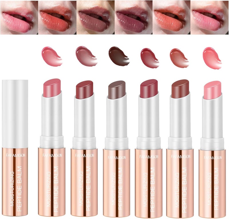 Dulele 6 Colours Tinted Lip Balm Hydrating Deep Nourishing Glossy Lipstick Set Long Lasting Moisturizing Lip Care Balm Lip Makeup for Dry Cracked and Chapped Lips