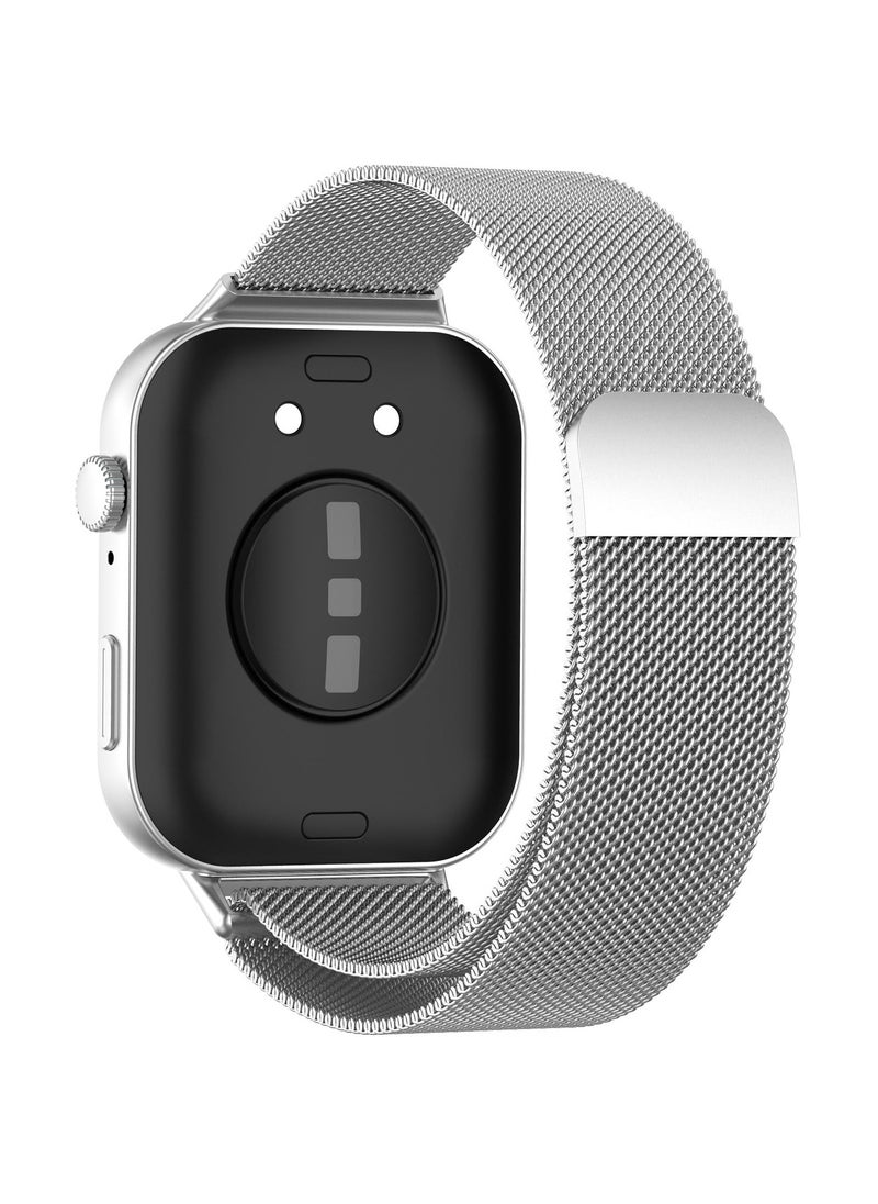 Generic Straps Compatible with Huawei Watch Fit 3 Adjustable Magnetic Stainless Steel Smartwatch Band for Men and Women,Silver  - Image 2