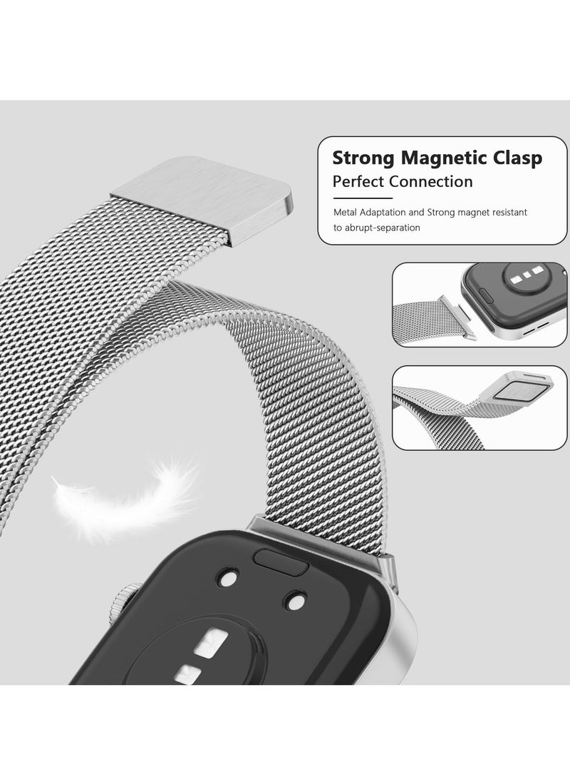 Generic Straps Compatible with Huawei Watch Fit 3 Adjustable Magnetic Stainless Steel Smartwatch Band for Men and Women,Silver  - Image 4