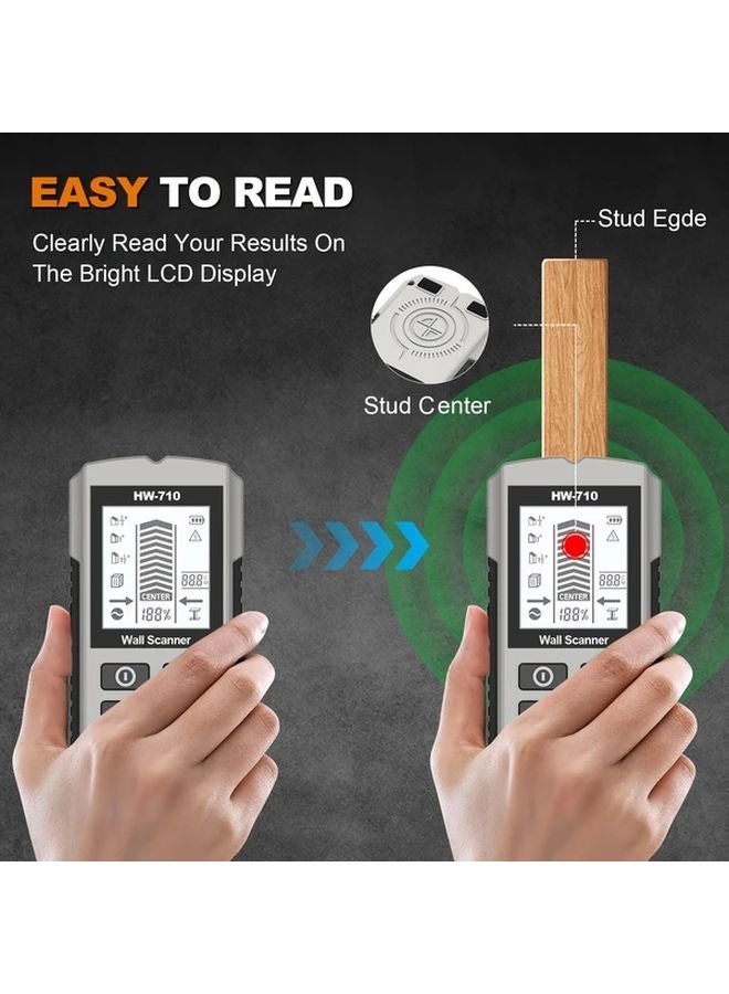 Gray Portable Digital Wall Scanner Detector 5 Modes LCD Display Stud Finder - Image 4