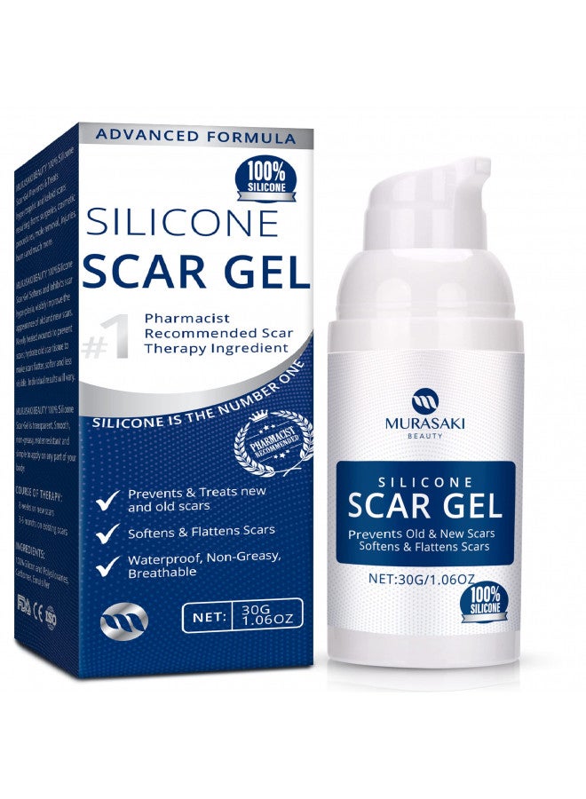 MURASAKI BEAUTY 100% Silicone Scar Gel, Scar Cream, Advanced Scar Gel for Surgical Scars, C-Section, Stretch Marks, Acne, Injury, Burns, Keloids, Hypertrophic, Old and New Scars by MURASAKI BEAUTY 1.06oz(30g) - Image 1