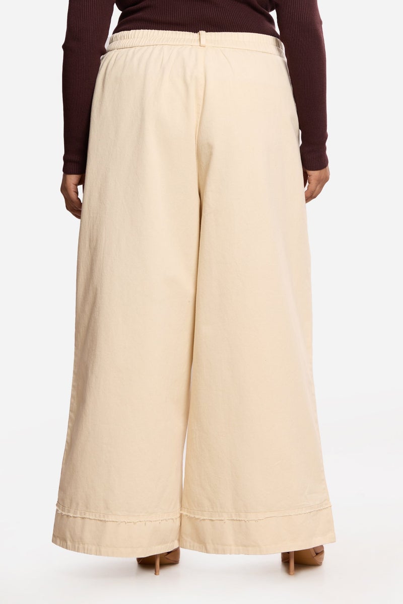 Virgio Solid 100%. Cotton Utility Pleated Plus Size Trousers for Women - Image 5