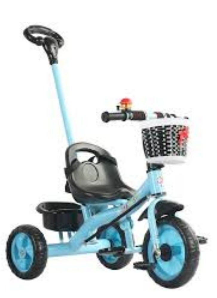 Mike Music 3-in-1 Toddler Tricycle with Push Handle, Safety Bar, and Storage – Lightweight, Convertible, Blue  - Image 3