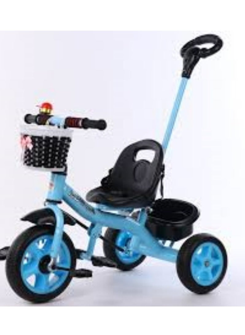 Mike Music 3-in-1 Toddler Tricycle with Push Handle, Safety Bar, and Storage – Lightweight, Convertible, Blue  - Image 5