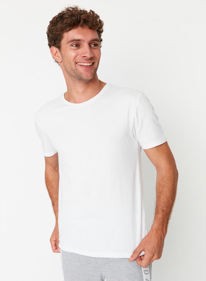 trendyol Black and White Basic Slim Fit 100% Cotton 2-Pack Short Sleeve T-Shirt TMNSS19BO0075 - Image 4