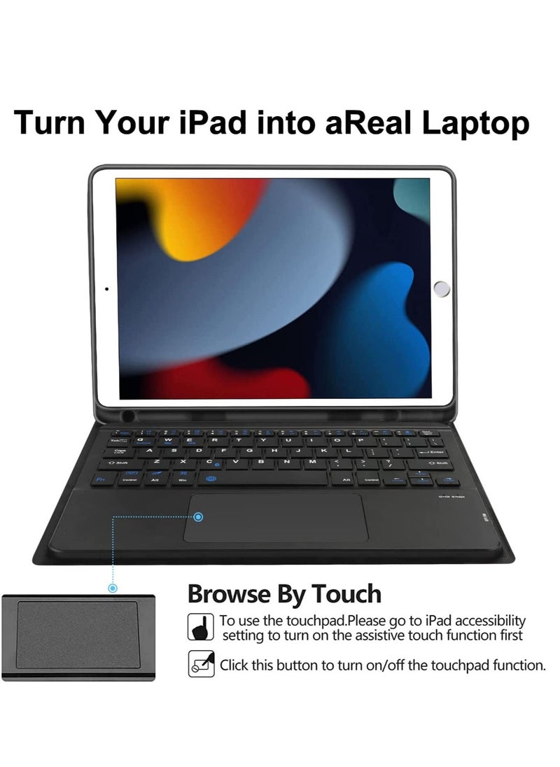 Other Manufacturer - Apple iPad 9th Generation Case with Touchpad Keyboard Fits iPad 10.2 8th Gen 7th Gen Air 3 Pro 10.5 Bluetooth Keyboard with Smart Cover Black - Image 1