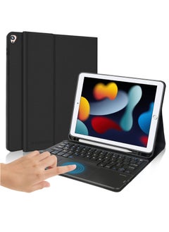 Apple iPad 9th Generation Case with Touchpad Keyboard Fits iPad 10.2 8th Gen 7th Gen Air 3 Pro 10.5 Bluetooth Keyboard with Smart Cover Black