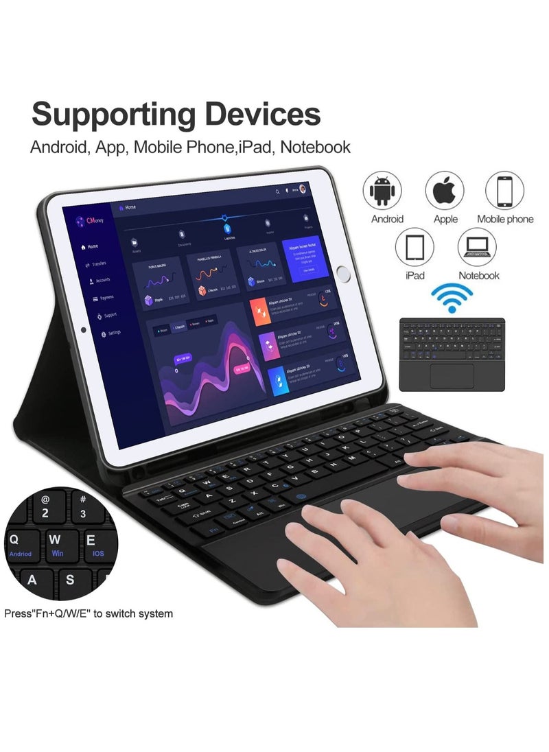 Other Manufacturer - Apple iPad 9th Generation Case with Touchpad Keyboard Fits iPad 10.2 8th Gen 7th Gen Air 3 Pro 10.5 Bluetooth Keyboard with Smart Cover Black - Image 1