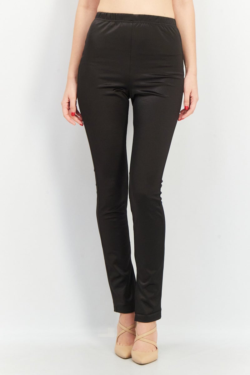 ASOS بنطلون نسائي ضيق بلون موحد، أسود - Image 1
