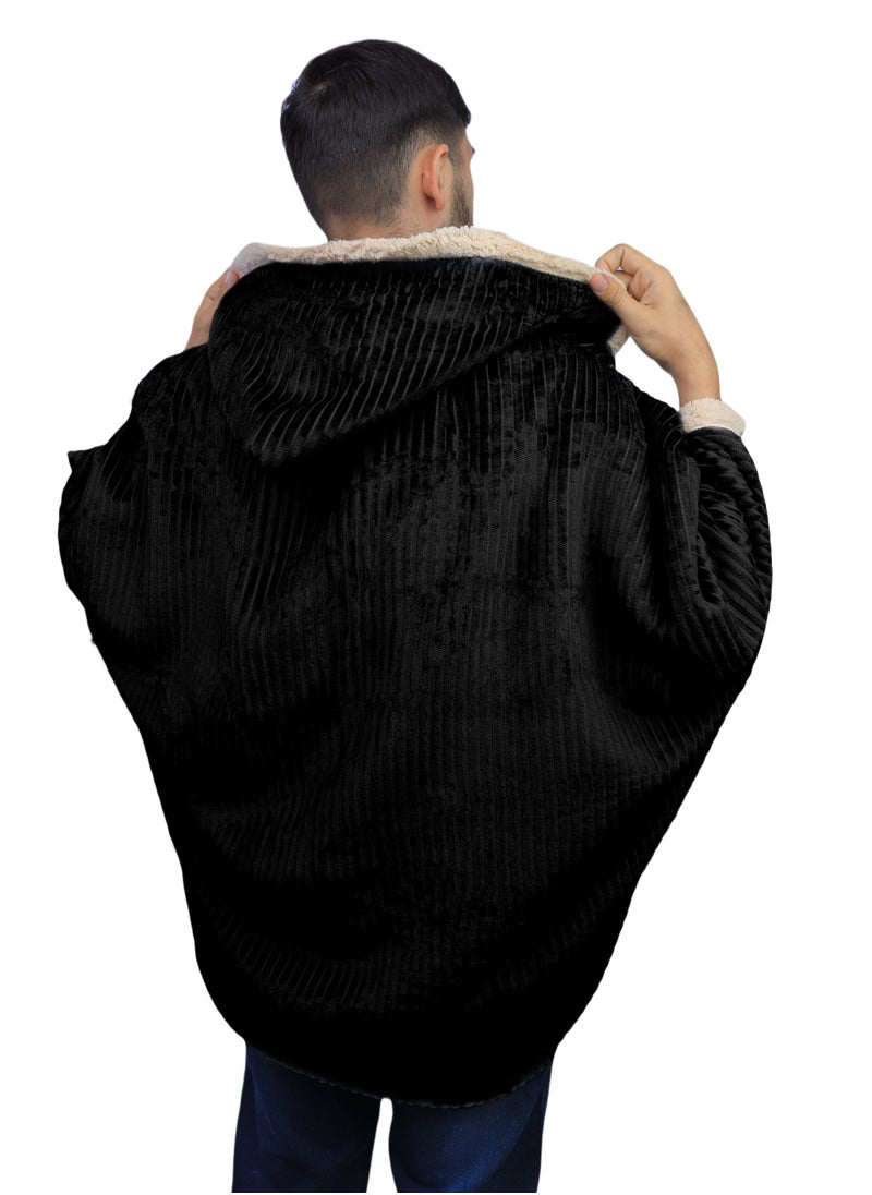 نومي شال شتوي بفرو ناعم مقلم  - Image 5