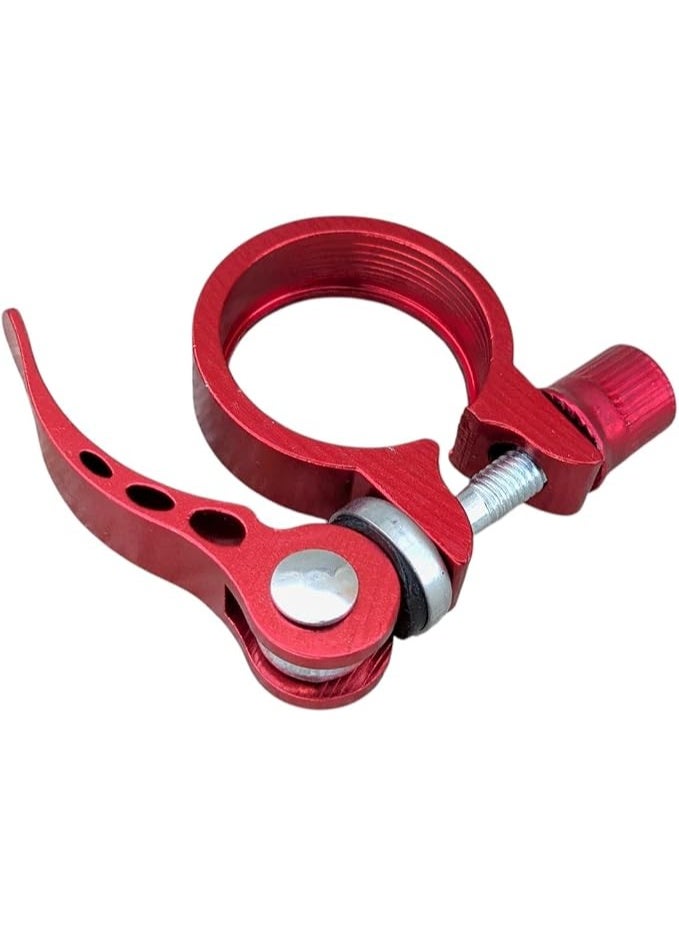 Quick-Release Bicycle Seatpost Clamp – Seat Locking Clamp (Red) - Image 1