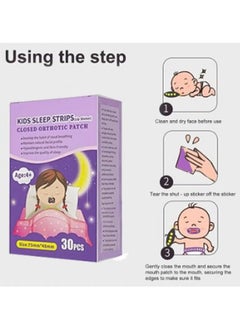 Generic 30 Pcs Kids Sleep Strips -  Orthotic Patch, Kid ​Sleep Patch Gentle Mouth Band Reduces Mouth Breathing Improves Nighttime Sleep and Provides Immediate Snoring Relief  #Size: 55mm*40m (Age:4+)  - Image 4