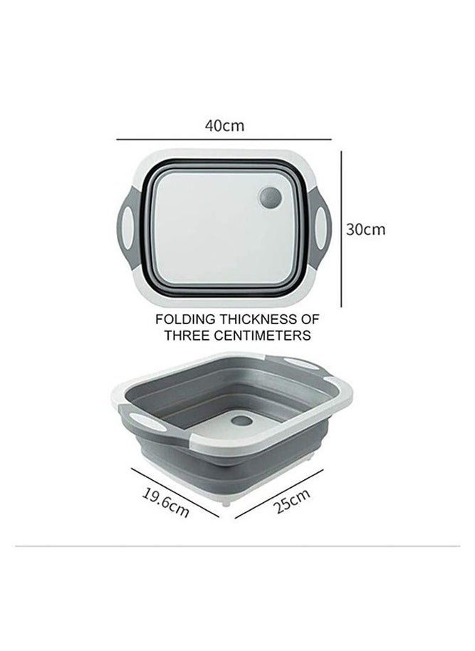 Generic - Multi-Function 3-in-1 Foldable Collapsible Cutting Board Grey/White 40x30x25cm - Image 1