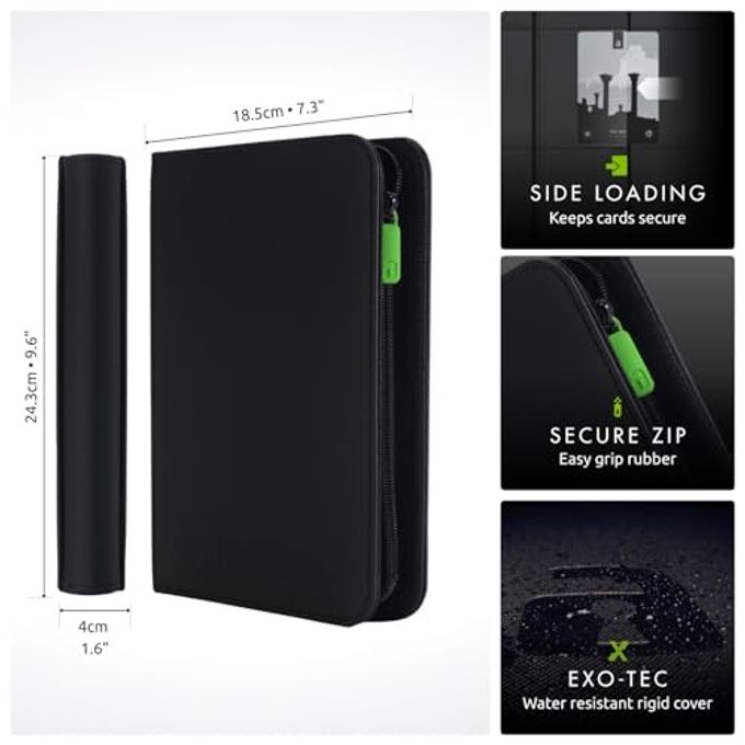 Vault X 4 Pocket Trading Card Zip Binder, 160 Cards, Premium Exo-Tec Album Material, 20 Side-Loading Pages, Folder for Collectible Games, Sports, TCG (Black) - Image 2
