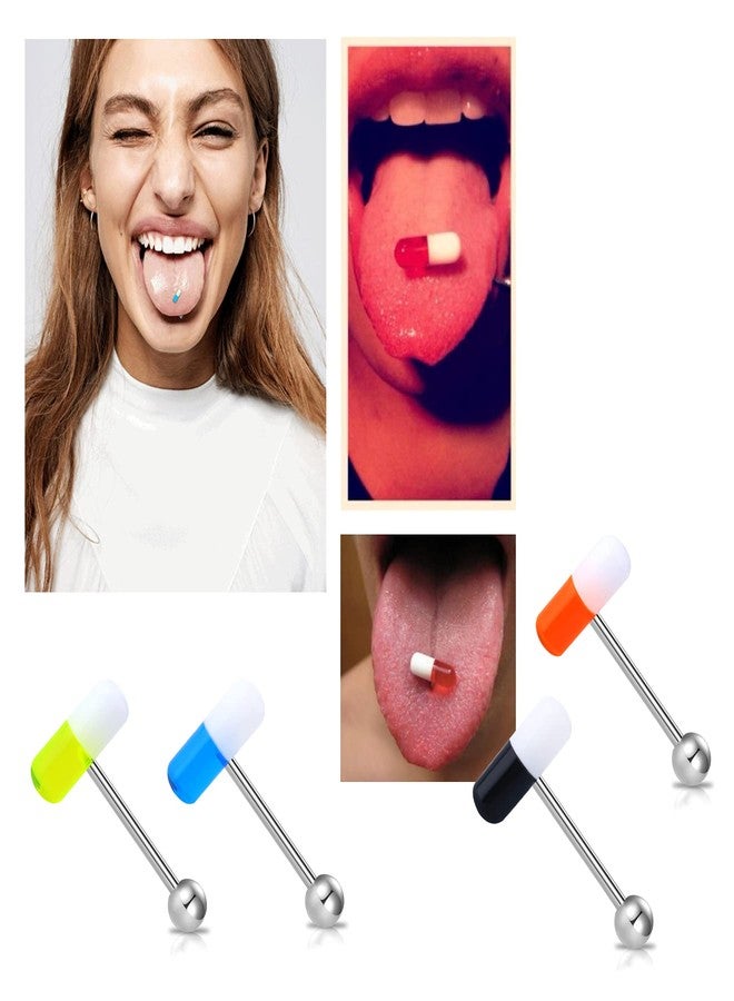 Melighting 10Pcs Pill Tongue Rings 14G Surgical Steel Tongue Piercing with Mix-Color Uv Shaped Tongue Ring with Ball Tongue Piercing Jewelry for Women Men Set - Image 3