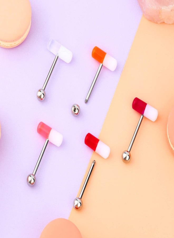 Melighting 10Pcs Pill Tongue Rings 14G Surgical Steel Tongue Piercing with Mix-Color Uv Shaped Tongue Ring with Ball Tongue Piercing Jewelry for Women Men Set - Image 5