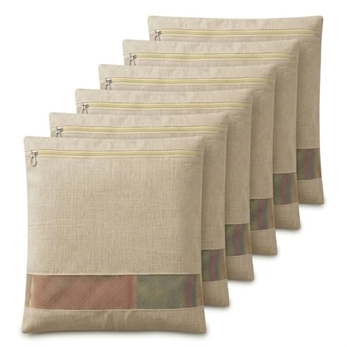 Gowloz Cotton Saree Cover Bags Set of 6 – Breathable Clothes Storage Organizer for Saree, Garments | Foldable Zip Wardrobe Bags with Transparent Mesh Window | Dustproof Closet & Travel Use - Image 1