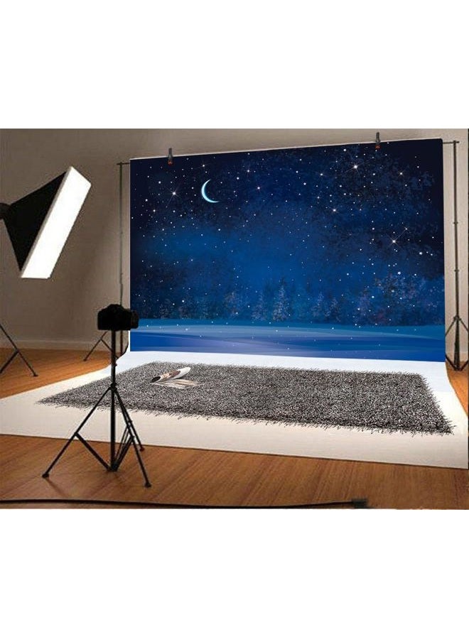 Yeele 10x8ft Winter Night Snowfall Snowflake Photography Backdrops Starry Sky Moon Blurry Fir Trees Pine Forest Background Merry Christmas Happy New Year Party Banner Decoration Studio Props - Image 3