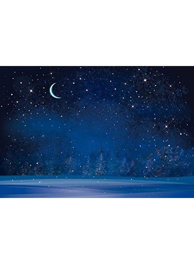Yeele 10x8ft Winter Night Snowfall Snowflake Photography Backdrops Starry Sky Moon Blurry Fir Trees Pine Forest Background Merry Christmas Happy New Year Party Banner Decoration Studio Props - Image 2