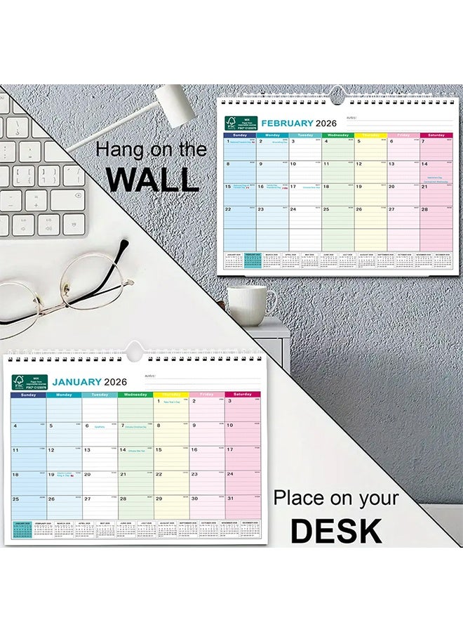 تقويم حائط 2026-2027، تقويم مكتبي كبير لمدة 18 شهرًا من يناير 2026 إلى يونيو 2027 بحجم 13" × 9.6" مع تقويم شهري وتثبيت بسلك مزدوج لتنظيم التخطيط المنزلي والمكتبي، بلوكات ملونة - Image 5
