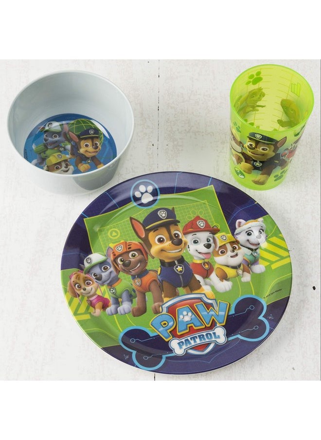 زاك ديزاينز zak! PAW Patrol - طقم عشاء مكون من 5 قطع - بلاستيك متين وفولاذ مقاوم للصدأ - يتضمن كوبًا وطبقًا مقاس 8 بوصات ووعاء مقاس 6 بوصات وشوكة وملعقة - مناسب للأطفال من سن 3 سنوات فما فوق  - Image 3