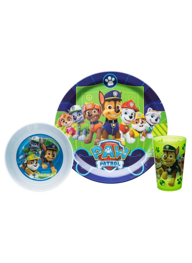 زاك ديزاينز zak! PAW Patrol - طقم عشاء مكون من 5 قطع - بلاستيك متين وفولاذ مقاوم للصدأ - يتضمن كوبًا وطبقًا مقاس 8 بوصات ووعاء مقاس 6 بوصات وشوكة وملعقة - مناسب للأطفال من سن 3 سنوات فما فوق  - Image 2