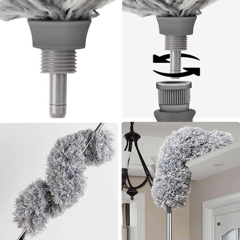 2025 Upgraded Long Handle Microfiber Feather Ceiling Duster for Dust Cleaning with extendable Pole 30100 Inch with Anti Scratch Bendable Head Brush for Cleaning High Cobweb Stick high Ceiling Fan  - Image 3
