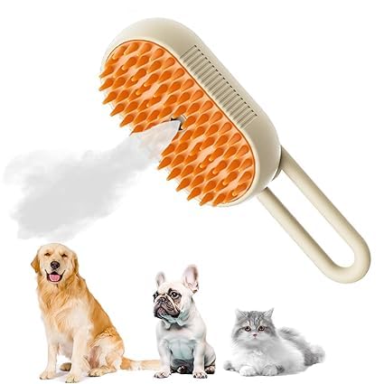 CREDLY 3 in 1 Cat Steam Brush, Pet Hair Removal Comb, Massage & Detangle, Steam Pet Brush for Cats & Dogs, All Pets - Image 1