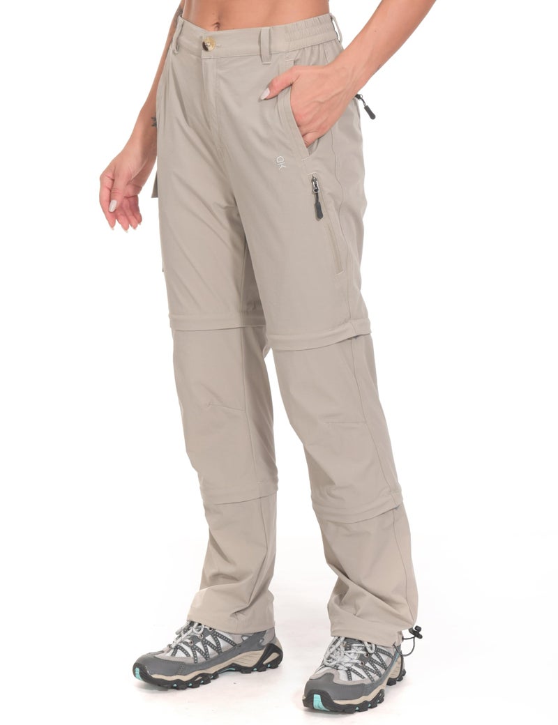 Little Donkey Andy Women's Stretch Convertible Pants, Zip Off Quick Dry Hiking Pants Khaki Size S - Image 1