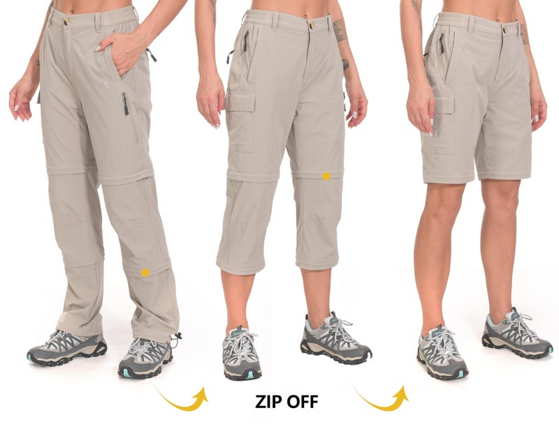 Little Donkey Andy Women's Stretch Convertible Pants, Zip Off Quick Dry Hiking Pants Khaki Size S - Image 2