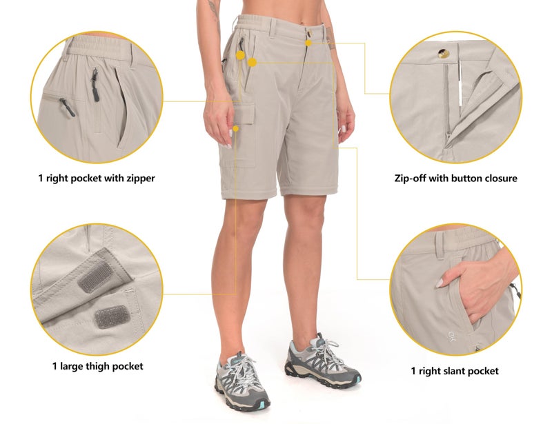 Little Donkey Andy Women's Stretch Convertible Pants, Zip Off Quick Dry Hiking Pants Khaki Size S - Image 4