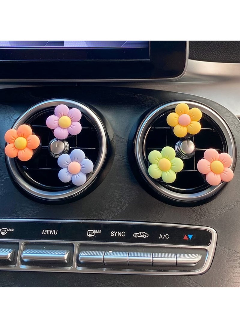 6 Pieces Flowers Car Air Vent Clips with Fragrance Pads Colorful Daisy Flower Car Air Freshener Groovy Retro Hippie Flowers Air Vent Decorations Cute Car Diffuser Accessories Car Interior Decor - Image 1