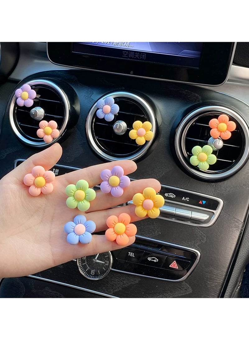 6 Pieces Flowers Car Air Vent Clips with Fragrance Pads Colorful Daisy Flower Car Air Freshener Groovy Retro Hippie Flowers Air Vent Decorations Cute Car Diffuser Accessories Car Interior Decor - Image 2