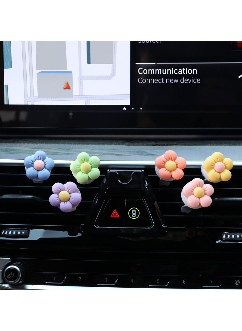 6 Pieces Flowers Car Air Vent Clips with Fragrance Pads Colorful Daisy Flower Car Air Freshener Groovy Retro Hippie Flowers Air Vent Decorations Cute Car Diffuser Accessories Car Interior Decor - Image 4