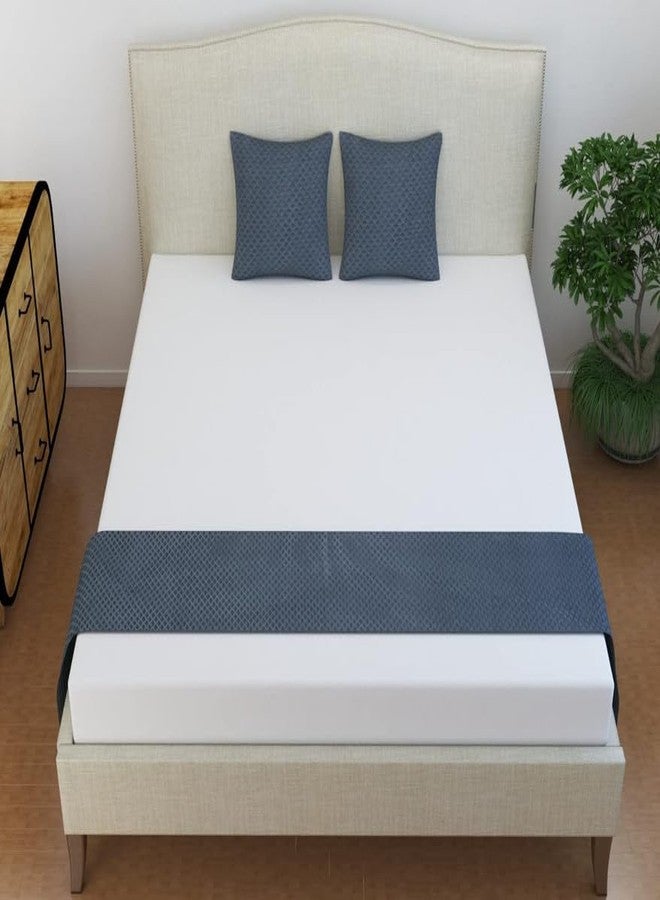 Hardeep Bed Linen Set Pack of 3 Including 1 Bed Runner with 2 Cushion Covers, Velvet Checkered Pattern, Grey, 18 x 84 Inches - Image 1