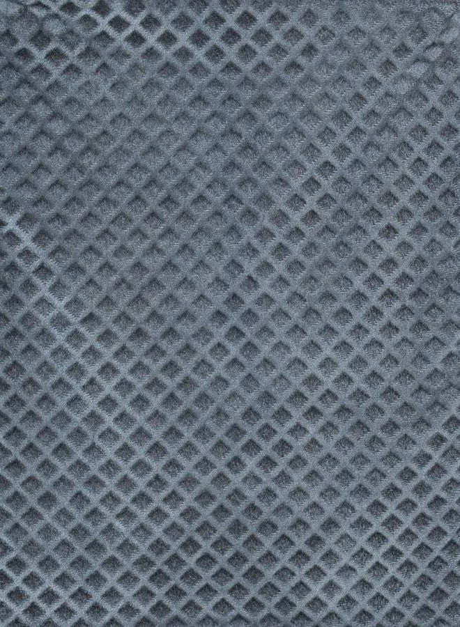 Hardeep Bed Linen Set Pack of 3 Including 1 Bed Runner with 2 Cushion Covers, Velvet Checkered Pattern, Grey, 18 x 84 Inches - Image 4
