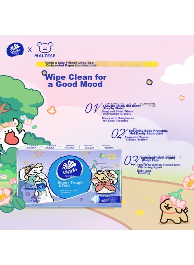 Vinda Ultra Strong Pocket Tissues, 4-ply, 5 Sheets * 30 Packs, Small Pack Tissues, Line Dog Ip Edition - Image 5
