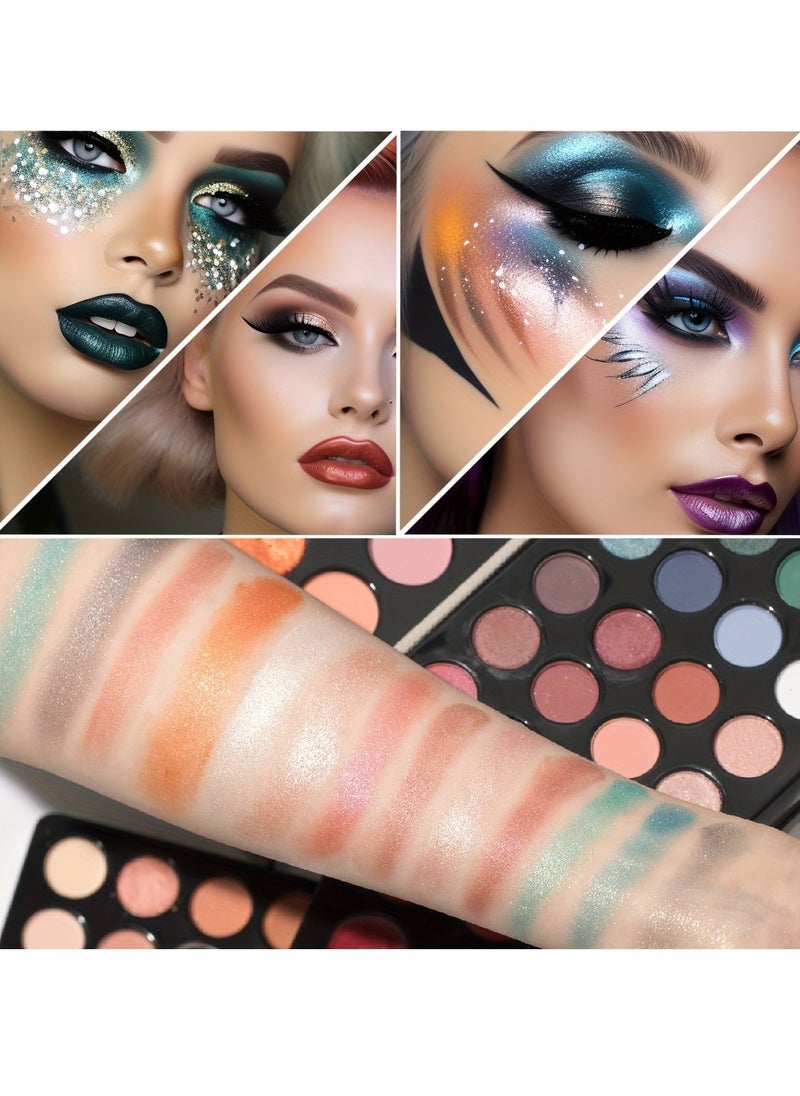 MISS YOUNG - 127Pcs/Set Idea Makeup Gift Box For Mother's Day Multi-Functional Make Up Case Set With Mirror & Brush Eyeshadow Lipstick Mascara Lip Liner Lip Gloss All In One Simplicity Silvery Ladies Cosmetics Set Full Set, Gifts For Women - Image 1