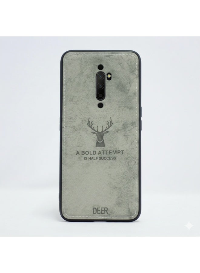 جراب قماش TPU منقوش ناعم الملمس رقمي فاخر، مقاوم للأوساخ، مضاد للصدمات، مضاد لبصمات الأصابع، واقي كامل للجسم لهاتف Oppo Reno 2F (رمادي)