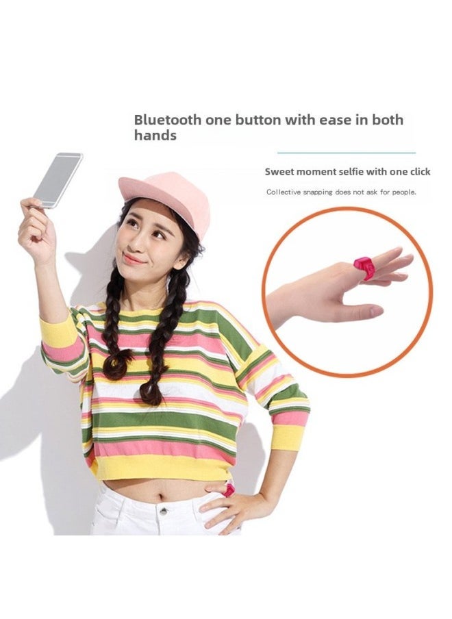 Smart Ring Rechargeable Bluetooth Remote Control Selfie Assistant Photo Assistant Remote Control Ring Selfie Stick Practical-Color:Pink  - Image 2