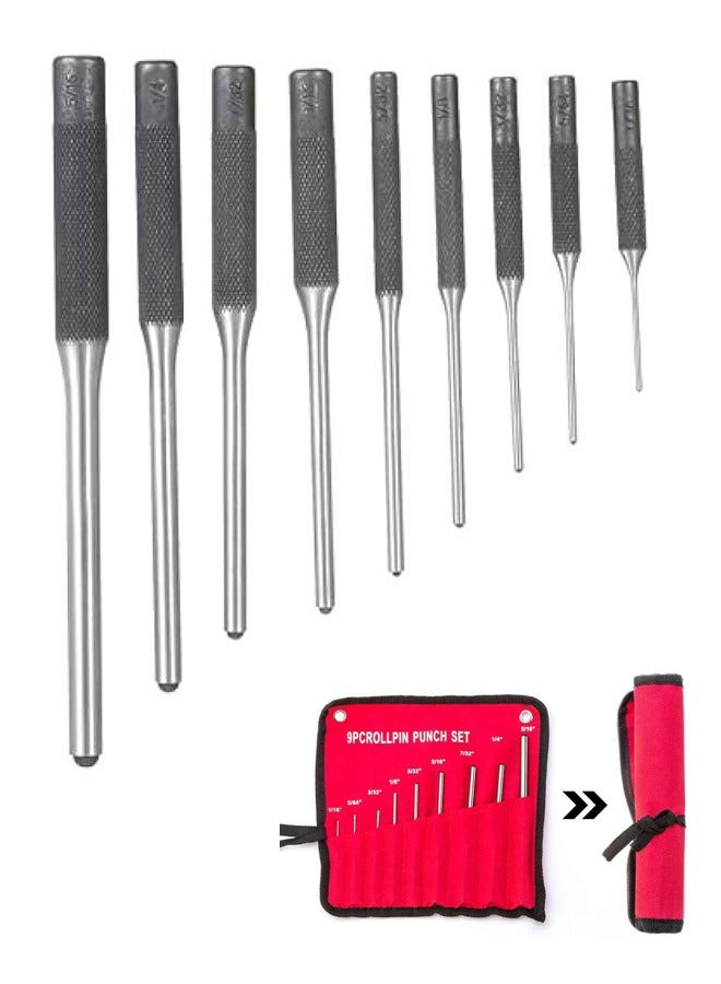 rocooart Punch Set9 Roll Pin Punch Set Steel Punches Hand Pin Removing Tool wi Carrying Case for Jewelers Watchmakers Carpenters - Image 1