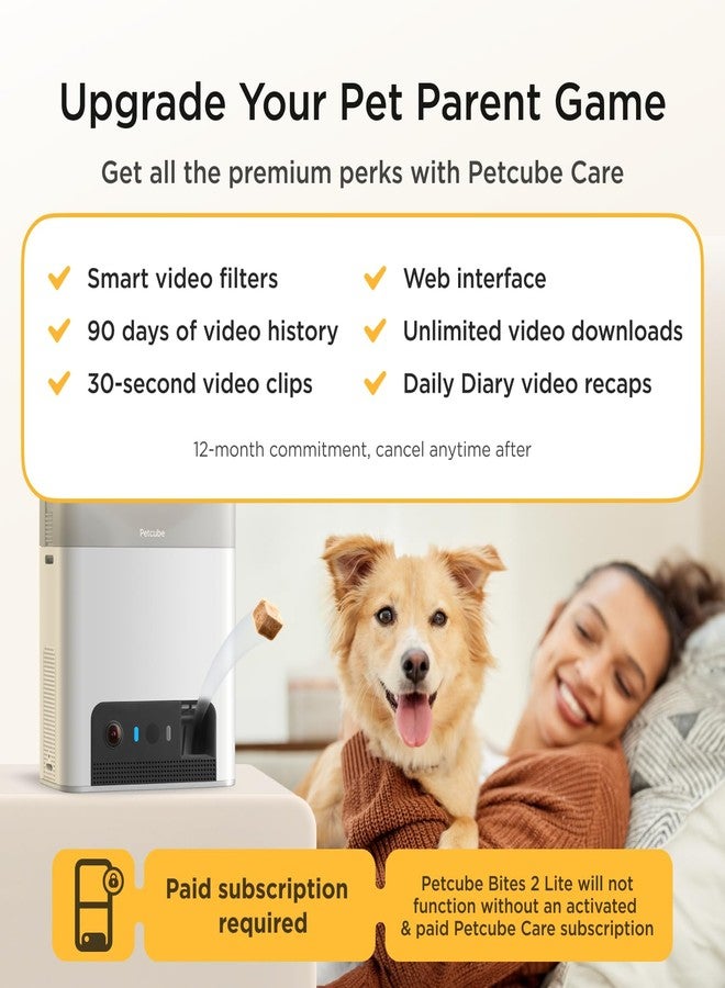 Petcube Bites 2 Lite + Extra Care Service with Smart Alerts [Paid in-App Subscription] | Interactive WiFi Pet Monitoring Camera with Phone App and Treat Dispenser, 1080p HD Video, Night Vision - Image 5