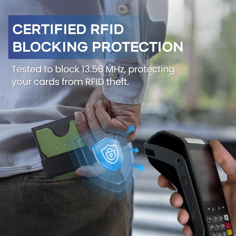 RUNBOX Slim Card Holder Wallet for Men, Minimalist RFID Blocking Wallet with Pop-Up Function, Ultra-Thin Design, Metal Business Card Cases holds 6+6 Cards, Gifts for Men, Men's Accessories - Image 5